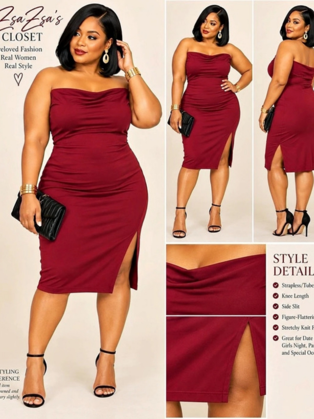 Forever 21 Strapless Knit Dress Midi in Red 1X